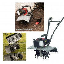 Eckman 42.7cc 2-Stroke Petrol Cultivator + Plough + Lawn Care Set