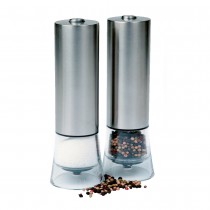 ‘One-Touch’ Stainless Steel Electronic Salt and Pepper Mill - A Pair