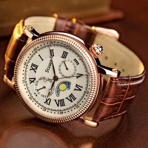 Stauer Rose-gold Fused Moon Phase Watch